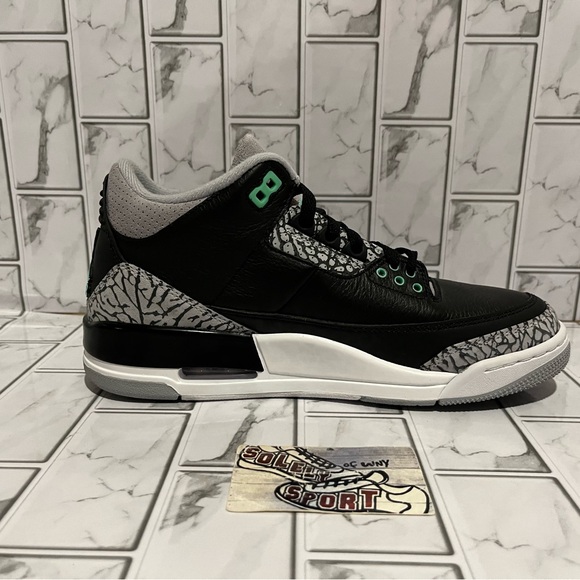 New Nike Air Jordan 3 Retro Green Glow Black Cement 2024 Mens Size 14 - Picture 9 of 12